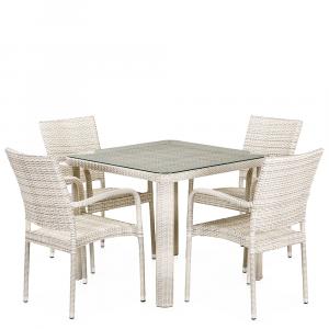 Комплект плетеной мебели T341A/Y376A-W85-90x90 4Pcs Latte
