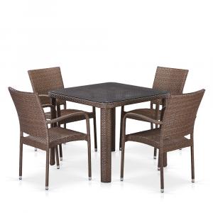 Комплект плетеной мебели T341B/Y376-W773-90x90 4Pcs Brown
