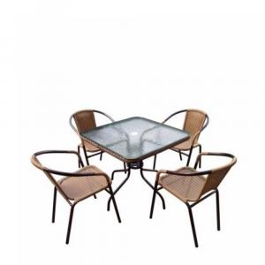 Комплект мебели  Николь-2LB TLH-037С-TLH070SR-70x70 Light Beige (4+1)