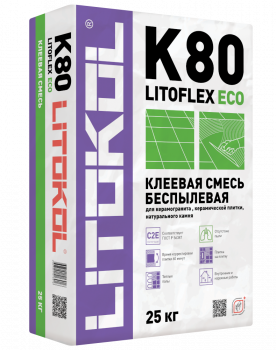 Клей беспылевой Litokol LITOFLEX K80 ECO усиленный фиброволокном, для плитки, керамогранита и камня Серый