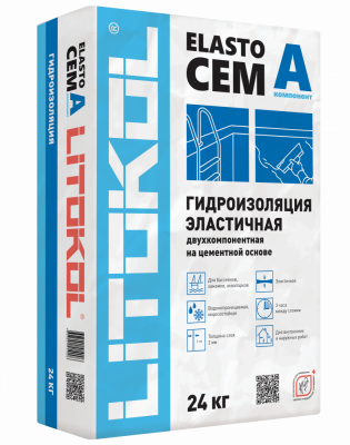 Двухкомпонентная гидроизоляция Litokol Elastocem А+В 32 кг.